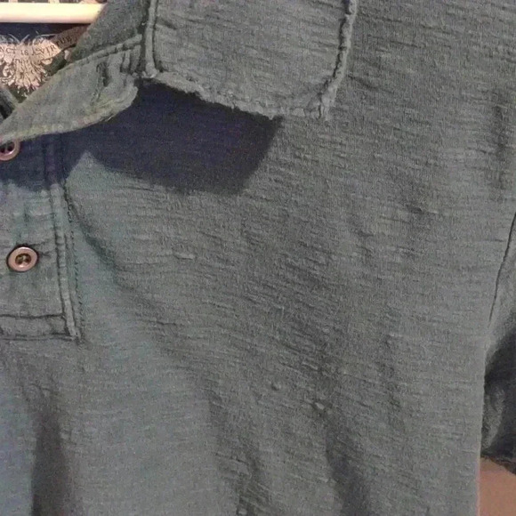 Helix 3‎ button short sleeve green polo mens large - Picture 2 of 4